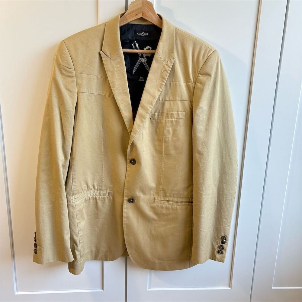 Marc Ecko Cut & Sew Men's Beige Cotton Blazer Size M Formal Tailored 2-Piec